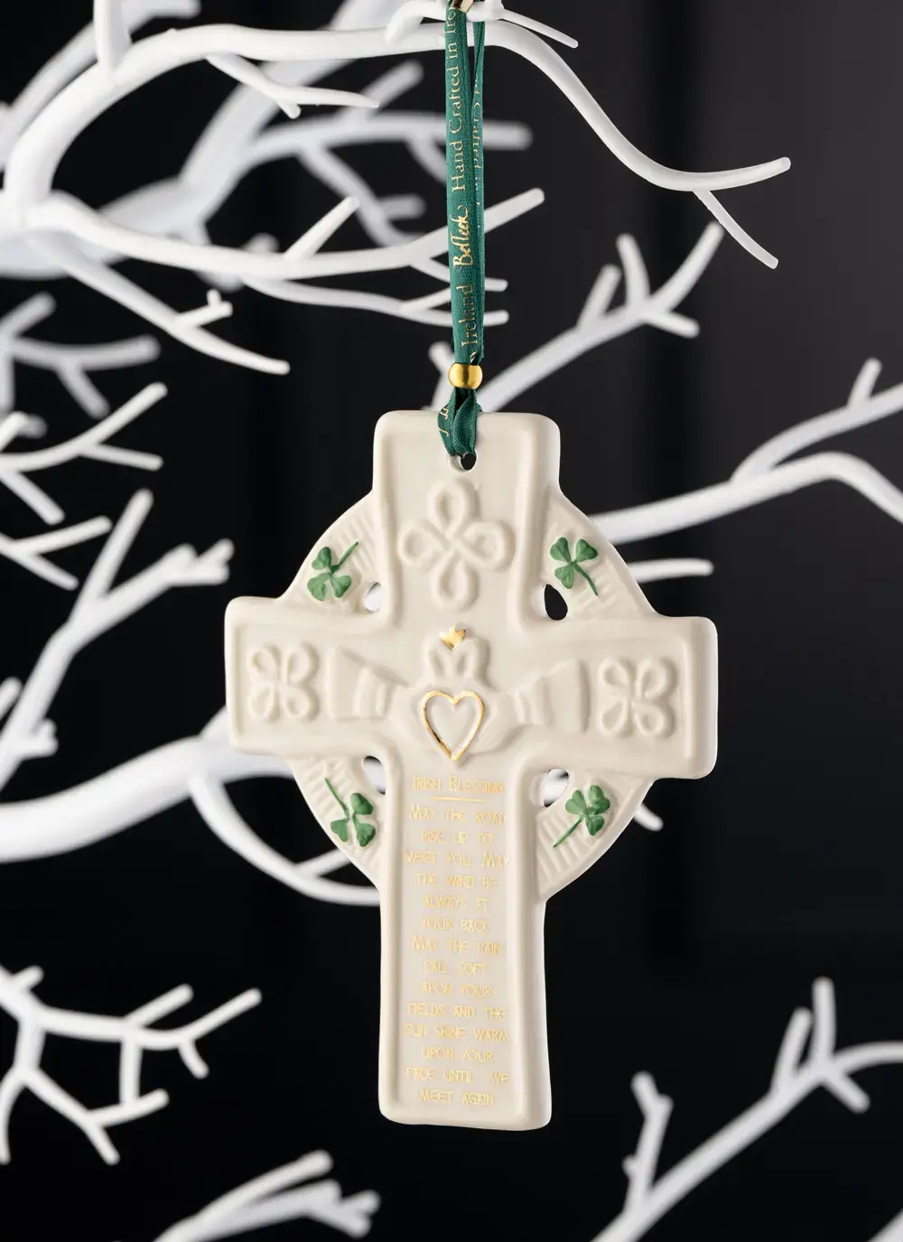 Belleek Hand Painted Claddagh Blessing Ornament Made in Ireland 